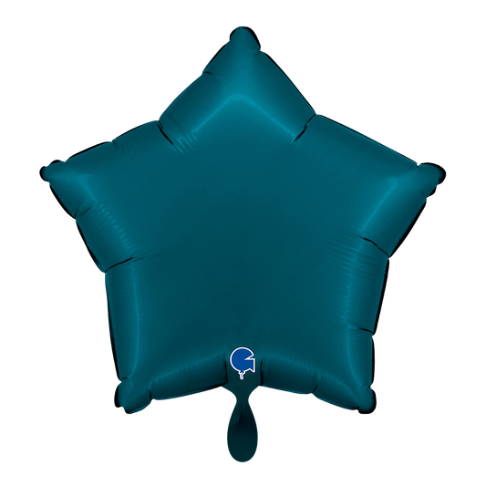 1 Ballon - Ster - Satijn Petrol Blauw