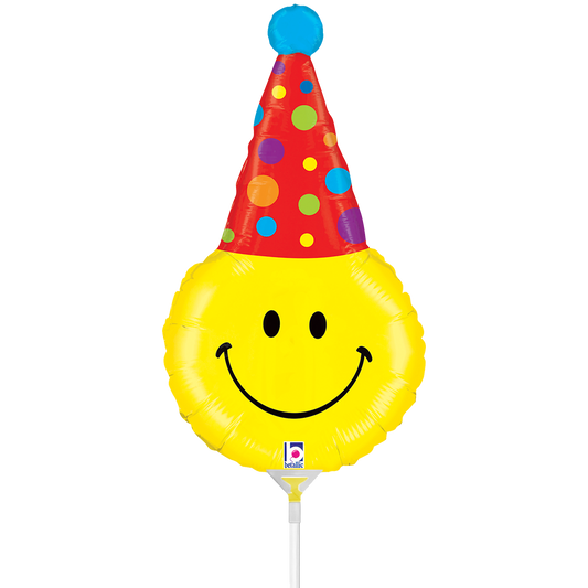 10 Miniballonnen Luchtgevuld - Smiley Partyhoed (Onverpakt)