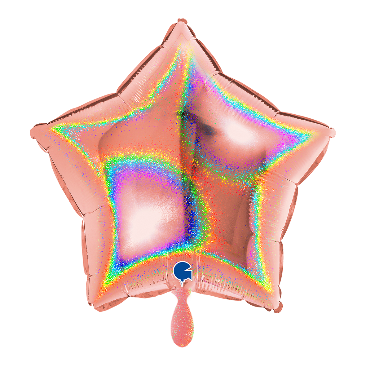 1 Ballon - Étoile - Paillettes Holographique Or Rose