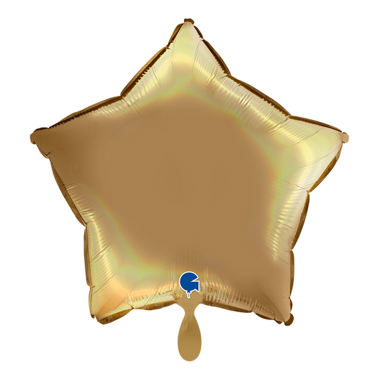 1 Ballon - Ster - Regenboog Holografisch Platina Champagne