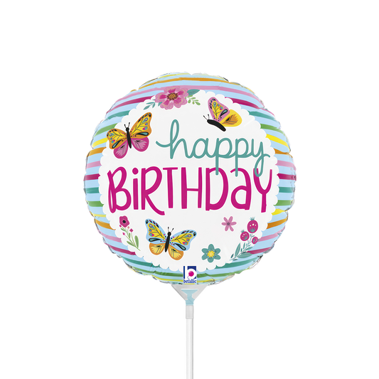 10 Miniballonnen Luchtgevuld - BDay Kleurrijke Vlinders (Onverpakt)