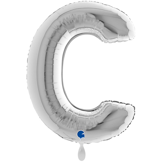 1 Ballon XXL - Letter C - Zilver