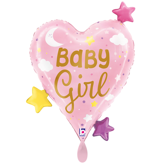 1 Ballon XXL – Baby Girl Hart Sterren