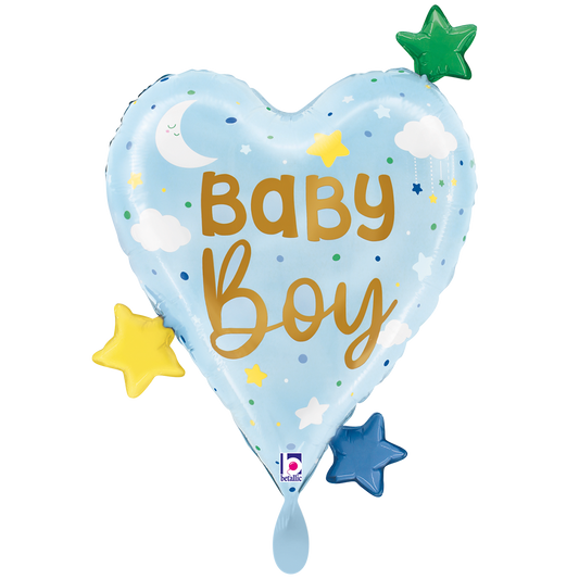 1 Ballon XXL - Baby Boy Hart Sterren