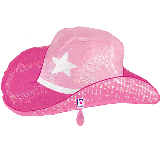 1 Ballon XXL - Chapeau de cowgirl rose