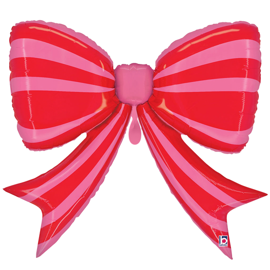 1 Ballon géant - Nœud rayé rouge