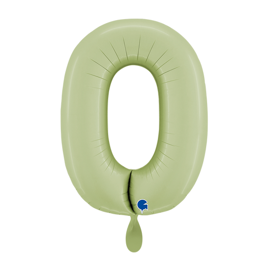 1 Ballon XL - Chiffre 0 - Vert Olive Satiné