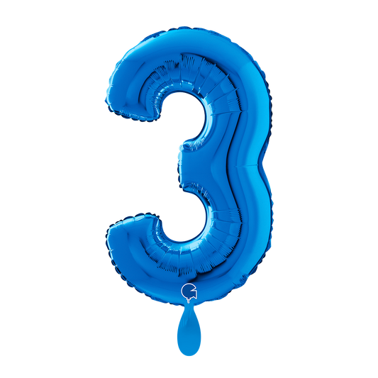 1 Ballon XL - Nummer 3 - Blauw