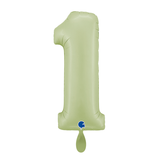 1 Ballon XL - Chiffre 1 - Vert Olive Satiné