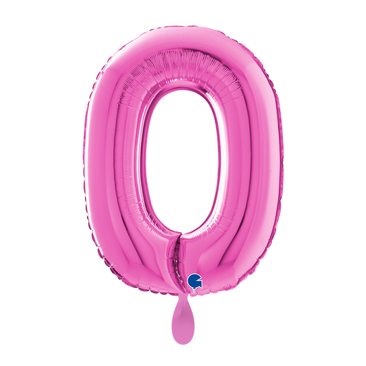 1 Ballon XL - Chiffre 0 - Fuxia