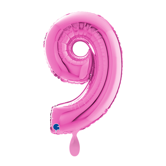 1 Ballon XL - Chiffre 9 - Fuxia