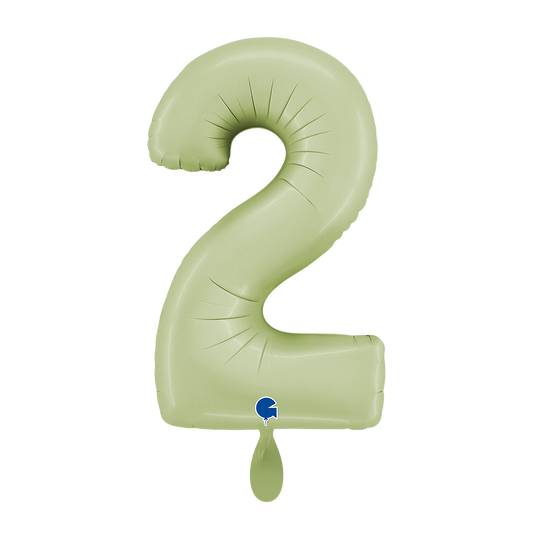 1 Ballon XL - Chiffre 2 - Vert Olive Satiné