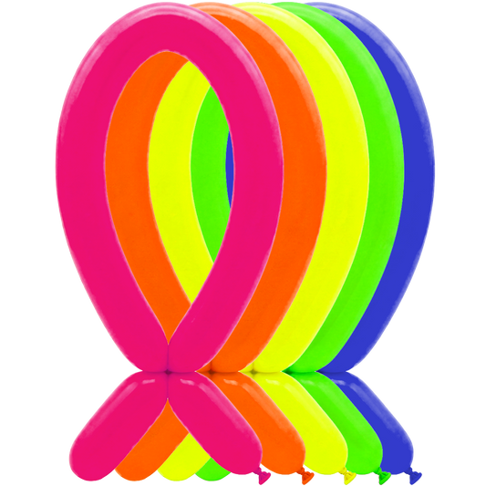 100 Ballons à modeler – 5x152cm – Assortiment fluo