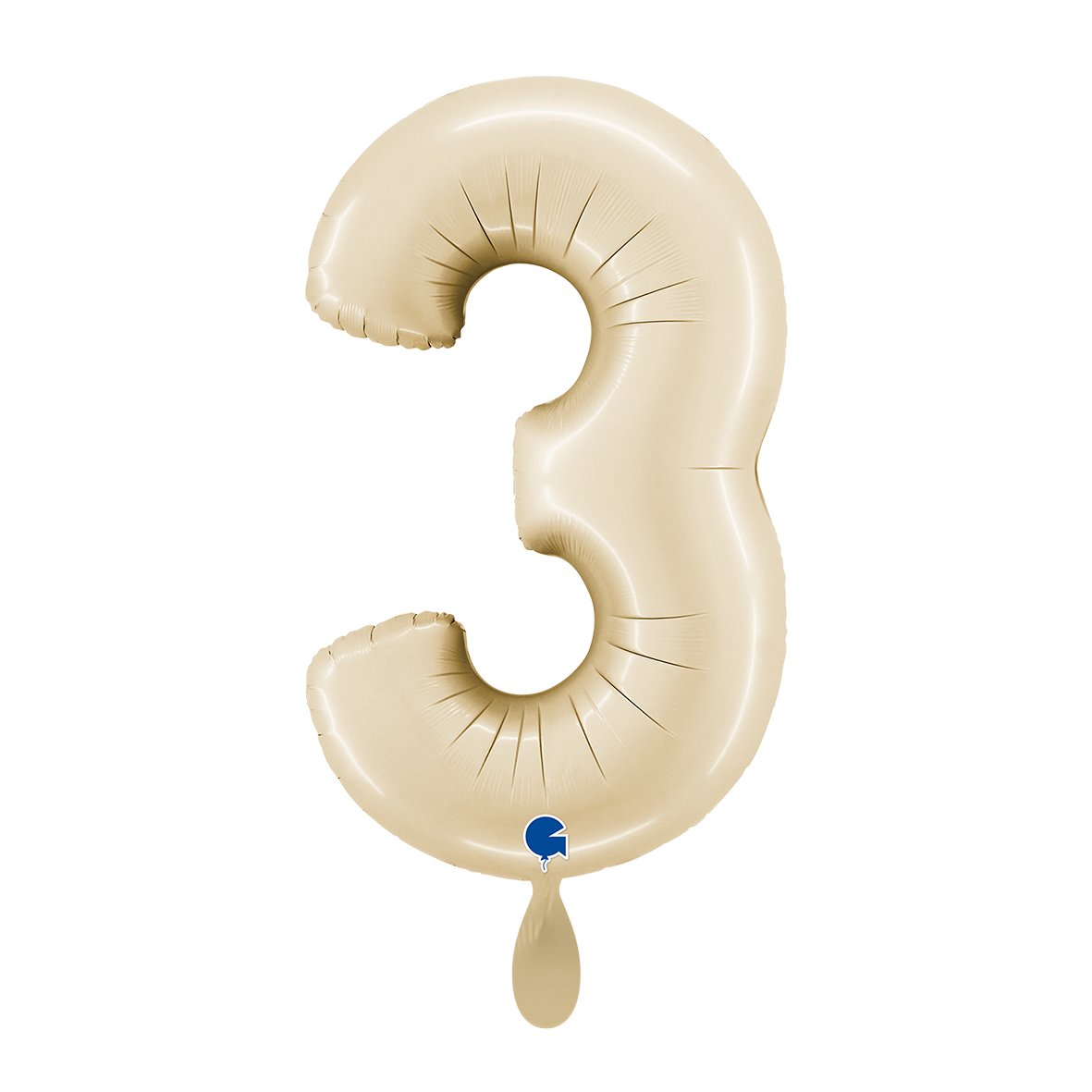 1 Ballon XL - Chiffre 3 - Crème Satin