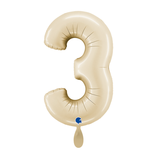 1 Ballon XL - Chiffre 3 - Crème Satin