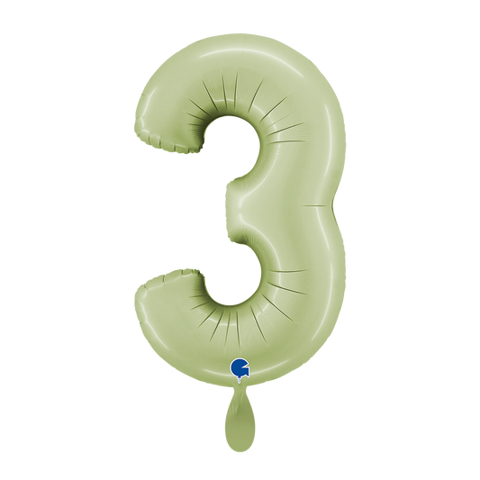 1 ballon XL – Chiffre 3 – Vert olive satiné