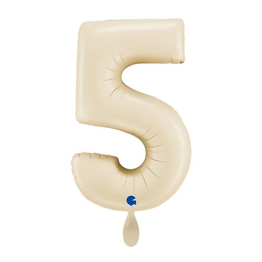 1 Ballon XL - Zahl 5 - Satin Creme