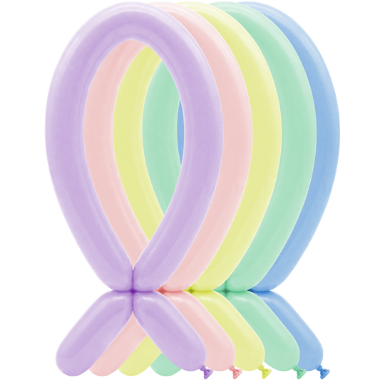 100 Ballons à sculpter - 5x152cm - Assortiment pastel mat