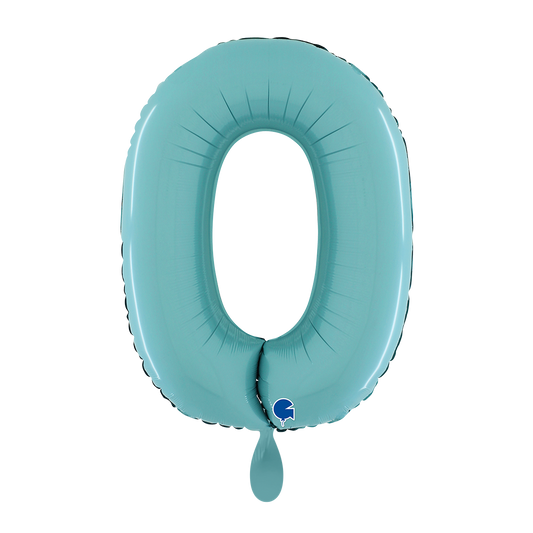 1 Ballon XL - Chiffre 0 - Bleu Pastel