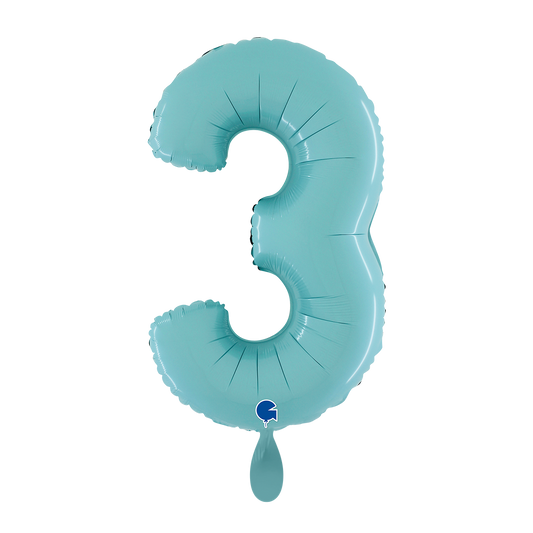 1 Ballon XL - Chiffre 3 - Bleu pastel