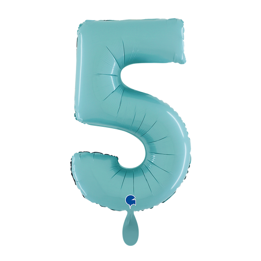 1 Ballon XL - Nummer 5 - Pastelblauw