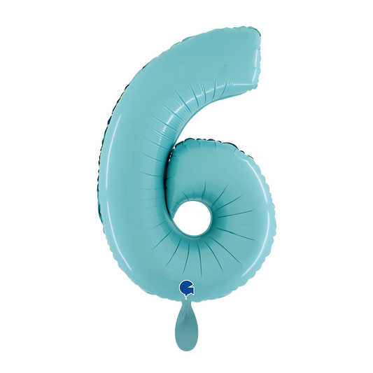1 Ballon XL - Chiffre 6 - Bleu pastel