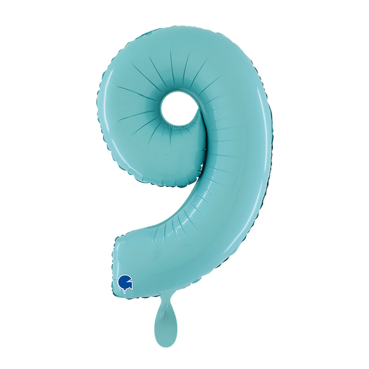 1 Ballon XL - Chiffre 9 - Bleu Pastel