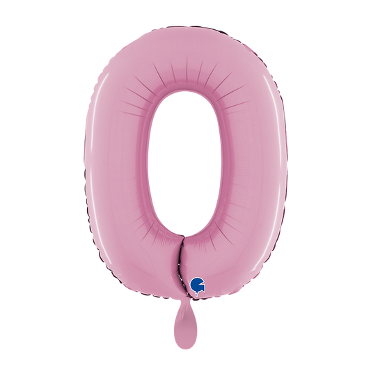 1 Ballon XL - Chiffre 0 - Rose pastel