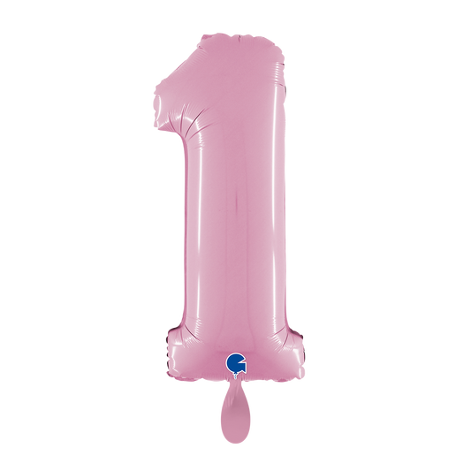 1 Ballon XL - Chiffre 1 - Rose Pastel