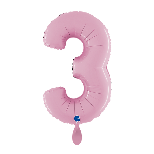 1 Ballon XL - Chiffre 3 - Rose pastel