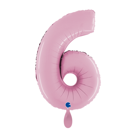 1 Ballon XL - Chiffre 6 - Rose pastel