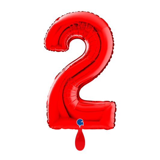 1 Ballon XL - Chiffre 2 - Rouge