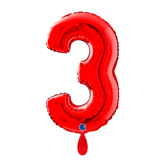 1 Ballon XL - Chiffre 3 - Rouge