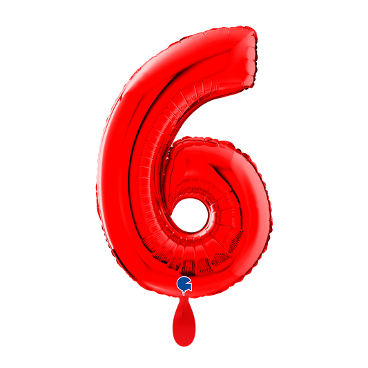1 Ballon XL - Chiffre 6 - Rouge