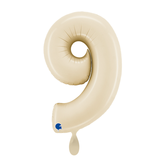 1 Ballon XL - Chiffre 9 - Crème Satiné