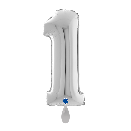 1 Ballon XL - Chiffre 1 - Argent