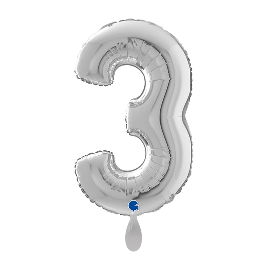 1 Ballon XL - Chiffre 3 - Argent