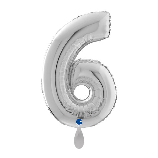 1 Ballon XL - Chiffre 6 - Argent