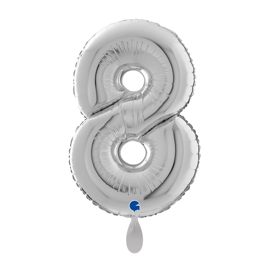 1 Ballon XL - Chiffre 8 - Argenté