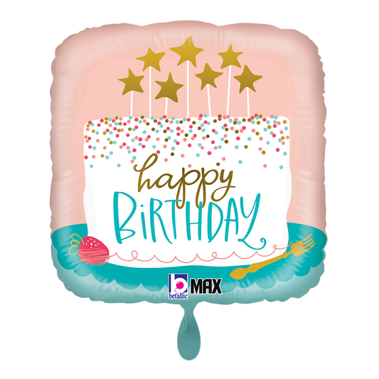 1 Ballon - Gâteau d'anniversaire confettis