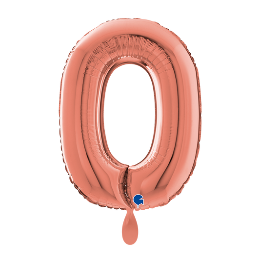 1 Ballon XL - Chiffre 0 - Or Rose