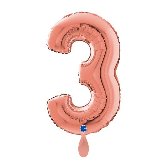 1 Ballon XL - Chiffre 3 - Or rose