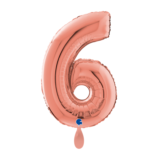 1 ballon XL - Chiffre 6 - Or rose