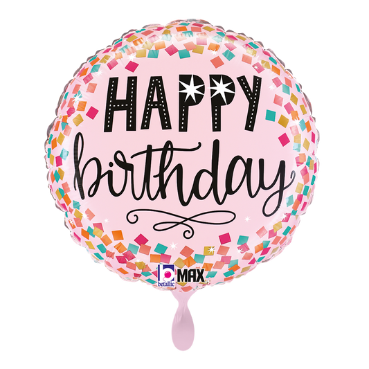 1 Ballon - Confettis Roses Anniversaire