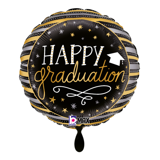 1 Ballon - Satin Métallique Rayures de Diplômé