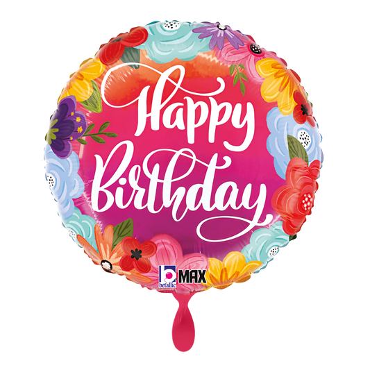 1 Ballon - Joyeux Anniversaire Fleurs Vives
