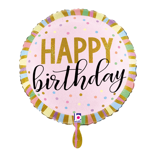 1 Ballon - Rayures Pastel Anniversaire