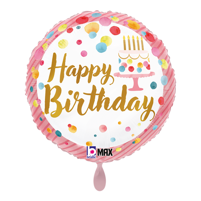 1 ballon - Satin rose d'anniversaire