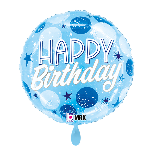 1 Ballon - Anniversaire Bleu Points Brillants