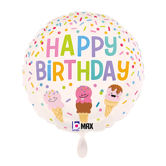 1 Luftballon - Happy BDay Eistüte